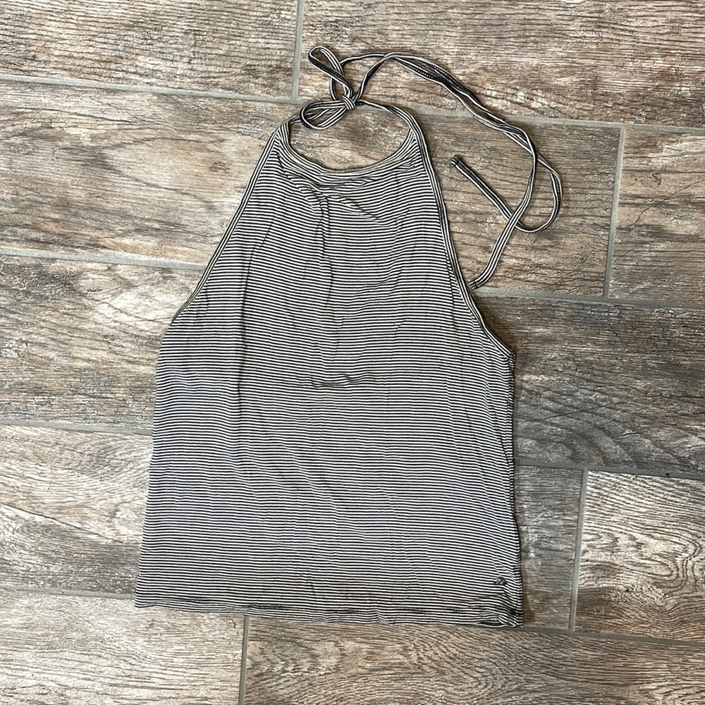 Black & White Striped AE Halter Top